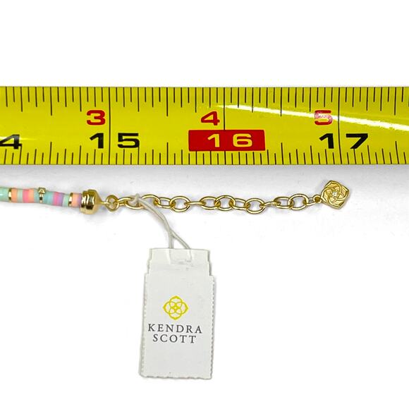 Kendra Scott Reece Optimist Gold Strand Necklace New $55 Pink Pastel 15" Length - Picture 7 of 8